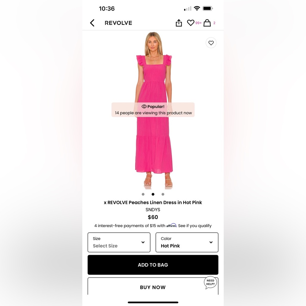 SNDYS X REVOLVE Peaches Linen Dress in hot pink
